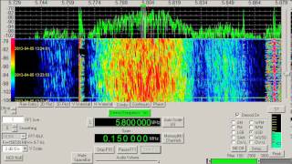 Radar Chinese OTHR 5800 kHz April 05 2013 1321 UTC [upl. by Eannaj]