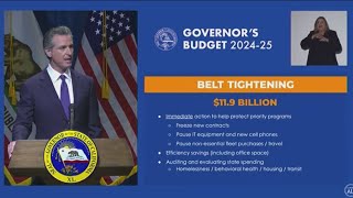 Gov Newsom announces 38B deficit proposes tapping reserves and cutting spending to close it [upl. by Kutchins]