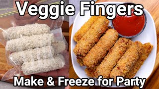 Make Party Snacks in 2 Mins  Veg Fingers Recipe  KFC Cafe Style Veg Strips  Homemade Frozen Snack [upl. by Aracat]