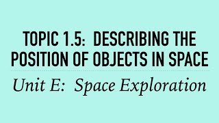 Describing the Position of Objects in Space Unit E Topic 15 [upl. by Adnirod694]