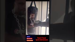 BOXER SHANNON BRIGGS DESTROYS HEAVY BAG WITH RAMPAGE JACKSON FACE ON IT [upl. by Nedia]