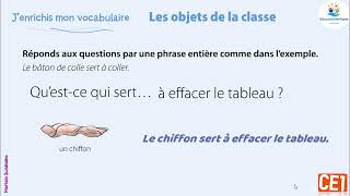 Les objets de la classe  Coquelicot  CE1 Unité 3  Enrichir son vocabulaire [upl. by Bernetta]