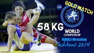 Gold Match  Female Wrestling 58 kg  K ICHO JPN vs V KOBLOVA RUS  Tashkent 2014 [upl. by Dittman]