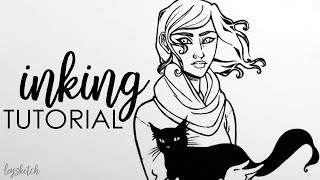 HOW TO • Traditional INKING TUTORIAL with Fineliners amp Brush Pens [upl. by Anyaled]