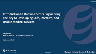 Intro to Human Factors Engineering – The Key to Developing Safe Effective amp Usable Medical Devices [upl. by Baynebridge445]