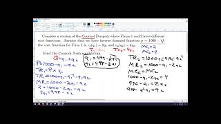 Cournot Duopoly Nash Equilibrium Example [upl. by Ednihek]