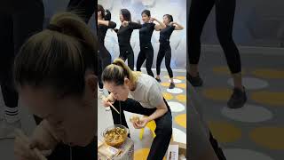 Chinese coach eats in front and exercises in back Its a contrast but its really fun dance diet [upl. by Remlap]