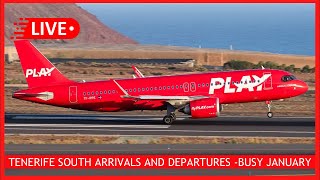 🔴 LIVE Tenerife South Airport Arrivals and Departures BUSY JANUARY plane spotting Canary Islands [upl. by Naesal]