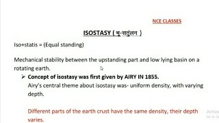 Isostasy  Physical geography BA 1st sem  NCE CLASSES [upl. by Finnegan]