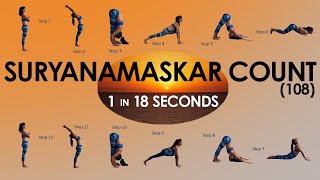 108 Suryanamaskar ll 1 Surya Namaskar in 18 Seconds ll Suryanamaskar Count  Cardio  Weightloss [upl. by Tham270]