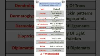 Important Branch of StudiesPart 11  Different scientific studies GK Vocab Walashorts [upl. by Arbba]