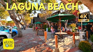 Downtown Laguna Beach Shops and Restaurants  4k Walking Tour [upl. by Nnagrom]