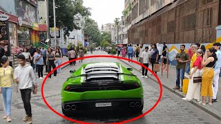 Lamborghini enter BUSY INDIAN Street  Public REACTIONS [upl. by Ardnoid920]