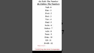 German 1 to 12  All Numbers in German 112  Zahlen von 1 bis 12 auf Deutsch shorts german [upl. by Ailecnarf]