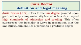 Juris Doctor Definition and legal meaning [upl. by Derrek]