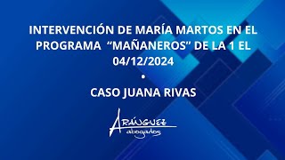 Intervención de María Martos en el programa quotMañanerosquot de La 1 el 4 de diciembre de 2024 [upl. by Aurelia]