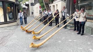 Alphorn Impromptu Street Performance  Zermatt Switzerland [upl. by Noryd780]