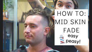 HOW TO mid skin fade tutorial SUPER EASY STEPS [upl. by Helena]