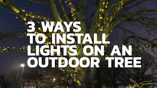 THREE WAYS TO INSTALL LIGHTS ON AN OUTDOOR TREE [upl. by Bullock607]