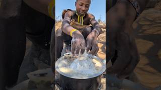 Hadzabe boys preparing their food middle of nowhere This is New special meal made by tribefood [upl. by Ahsar]