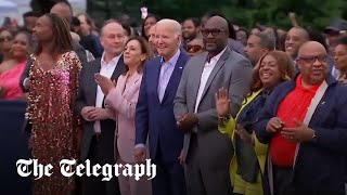 Biden appears to freeze during Juneteenth celebrations at the White House [upl. by Eussoj]