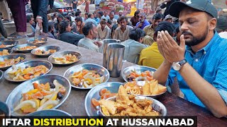 Iftari at Hussainabad Food Street  100 Iftar Box Distribution  Ramzan in Karachi Pakistan [upl. by Boykins872]