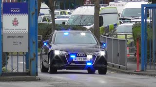 Driver training Unmarked Audi A4 giving a mock response out of Openshaw police complex [upl. by Andrien]