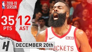 James Harden Full Highlights Rockets vs Heat 20181220  35 Pts 12 Assists [upl. by Dorrehs]