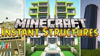 Minecraft  Instant Structures  HOTEL BATTLETOWER AND AIRPORT Minecraft Only One Command [upl. by Josy]