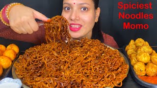 Eating Spiciest 🔥5 Korean Black Bean Noodles Masala Eggs Spicy 🔥 Momo  Korean Noodles Challenge [upl. by Ahseena]