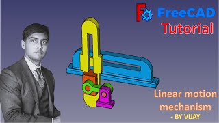 FreeCAD Tutorial How to make a linear motion mechanism By Vijay freecad cad 3dmodeling design [upl. by Eilzel840]