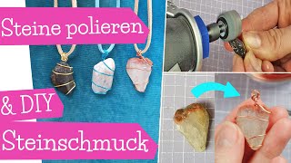 Steine polieren  Stein Anhänger für Kette  DIY Steinschmuck  Wire wrapping Tutorial  mommymade [upl. by Pride]