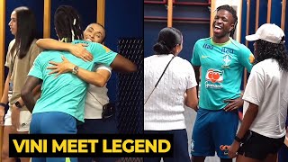 Humble Vinicius welcoming Brazil legend Marta during training session  Football News Today [upl. by Eicul]