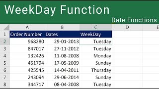 Excel Weekday Function [upl. by Milah]