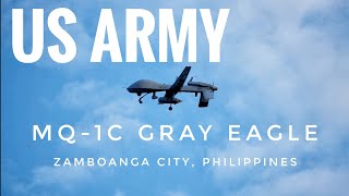 US Army MQ1C Gray Eagle ER UAV Drone Operating in Zamboanga City [upl. by Gitlow]