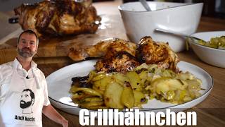 Grillhähnchen mit Bratkartoffeln und Pfannengemüse [upl. by Delos95]