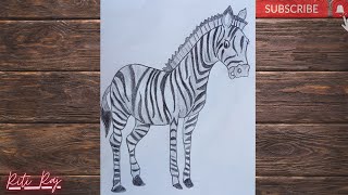 realistic Zebra drawing  How to Draw a beautiful Zebra animal  learn How To Draw A Zebra sketch [upl. by Sik]