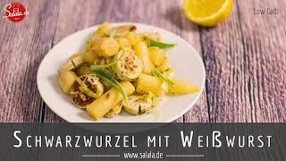 Schwarzwurzel mit Weißwurst Rezept gebratene Weißwurst Low Carb salala de [upl. by Wolk]