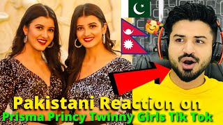 Pakistani React on Nepal  Prisma Princy TIK TOK VIDEOS  Twinny girls  Reaction Vlogger [upl. by Racklin]