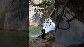 Rappelling down the rope by a waterfall and climbing back up waterfalls hikingadventures [upl. by Adnohsor]