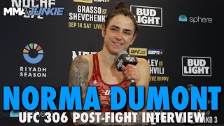 Norma Dumont Talks Irene Aldanas Horrific Cut Path to Title Shot after Sphere Win  UFC 306 [upl. by Yoc]