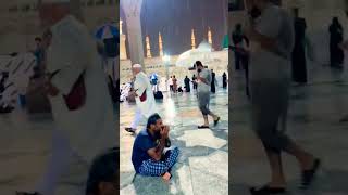 Raining in Masjid AlNabawi Mashaallah masjidnabawi rozaerasool rozamubarak riazuljannah shorts [upl. by Einnil63]