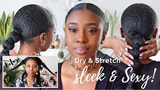 Simple Wash Day Style For Natural Hair  Sleek Low Banded Ponytail [upl. by Cookie963]