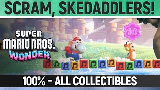 Super Mario Bros Wonder  Scram Skedaddlers  100 All Wonder Seeds Flower Coins amp Flag [upl. by Kcinomod]