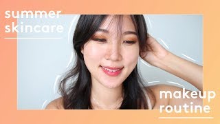 🌊Simple Summer Skincare  Makeup Routine • Sunscreen Layering [upl. by Artenal485]