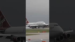 B747 Dep Manchester airport Vergin Atlantic aviation boeing planespotting pilot crew [upl. by Werdnael]