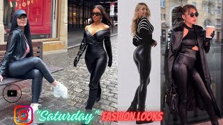 How to Style Shiny Leggings Saturday Styles 2024  Top 5 How To Style Curvy Leather Pants Fashion [upl. by Blakely126]