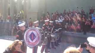 1st Division Marine Drumline challenges LHS [upl. by Ahseile]