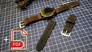 Easy DIY Tutorial for Beginners Making Simple Leather bracelet watch Strap Band with PDF Pattern [upl. by Anwahsat]