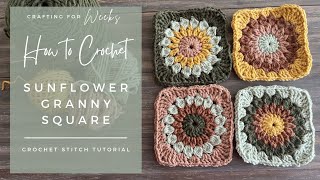 How to Crochet the Sunflower Granny Square  Step by Step Tutorial [upl. by Idas]